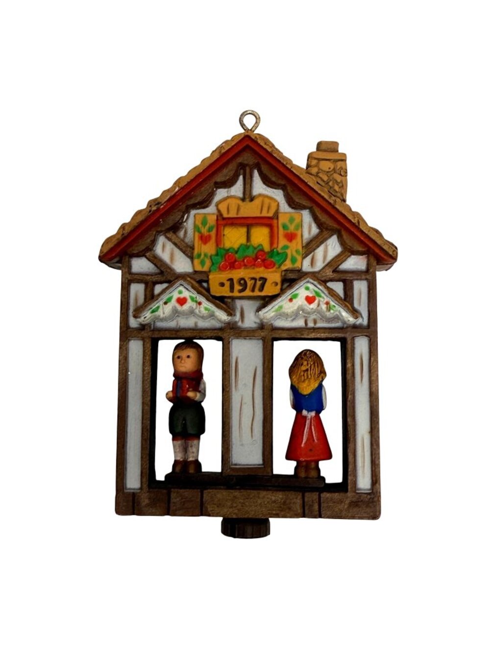 HALLMARK Christmas Ornament Twirl About Weather House Swiss Chalet Vintage 1977